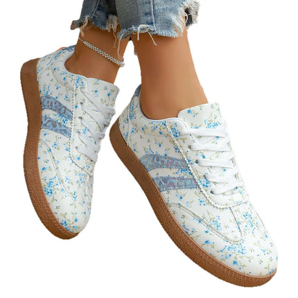 Casual Versatile Low Top Sneakers Fashionable Womens Flats Comfortable Lace Up Fit