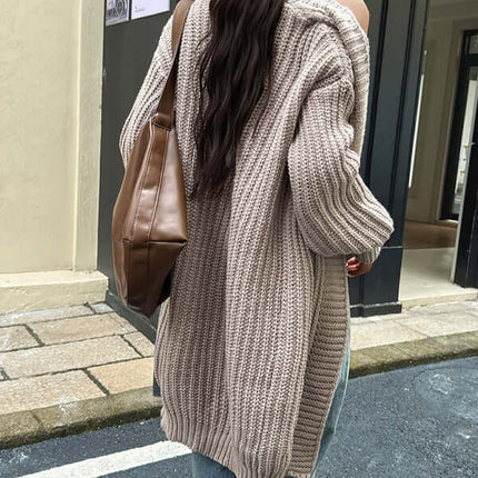 Winter Knit Cardigan Jacket for Women solid color style