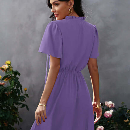 Chic High Neck Ruffle Dress Relaxed Fit Women spring look