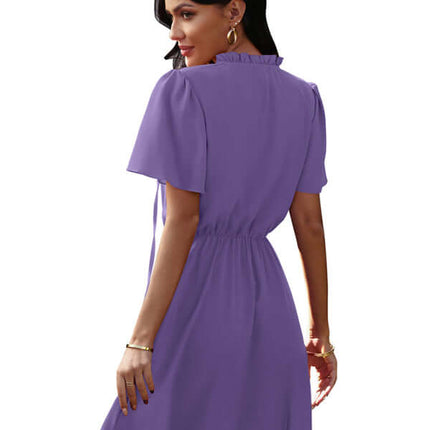 Chic High Neck Ruffle Dress Relaxed Fit Women loose fit shape