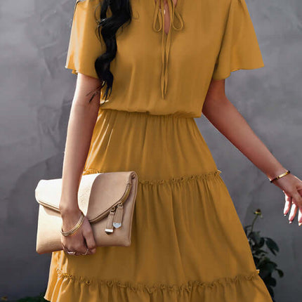 Chic High Neck Ruffle Dress Relaxed Fit Women daily wear