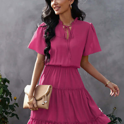 Chic High Neck Ruffle Dress Relaxed Fit Women chic silhouette