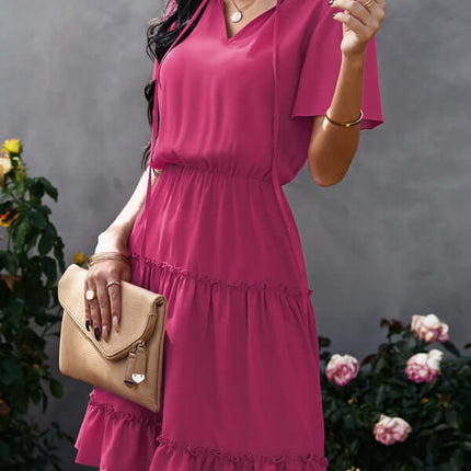 Chic High Neck Ruffle Dress Relaxed Fit Women fashionable daily wear