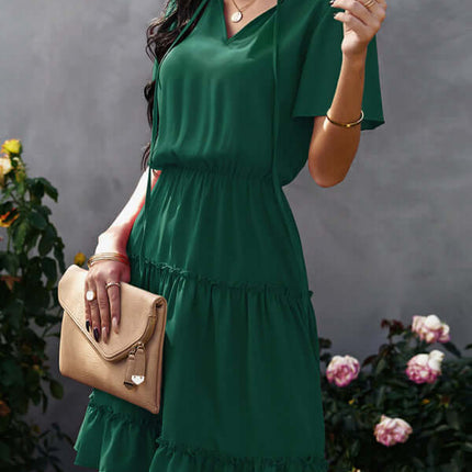Chic High Neck Ruffle Dress Relaxed Fit Women comfortable loose fit dress