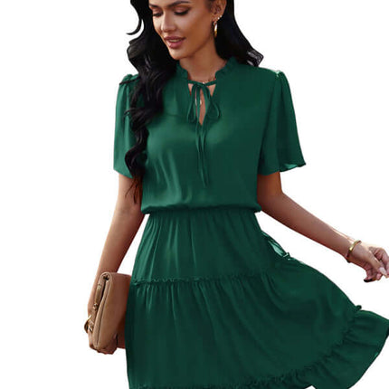 Chic High Neck Ruffle Dress Relaxed Fit Women versatile casual chic style