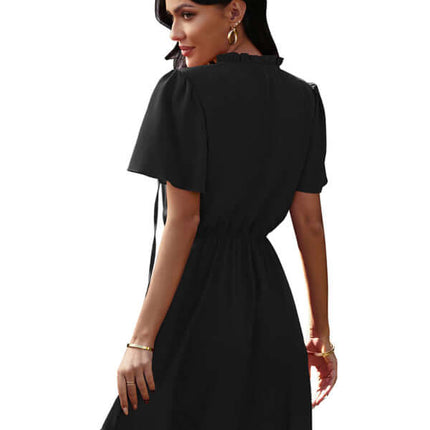 Chic High Neck Ruffle Dress Relaxed Fit Women layered detail