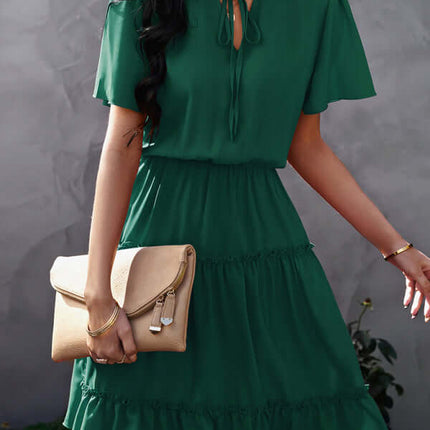 Chic High Neck Ruffle Dress Relaxed Fit Women elegant style