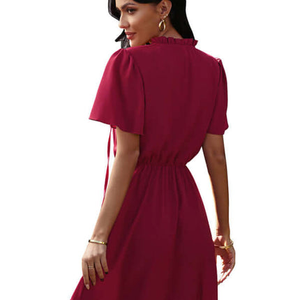 Chic High Neck Ruffle Dress Relaxed Fit Women party outfit