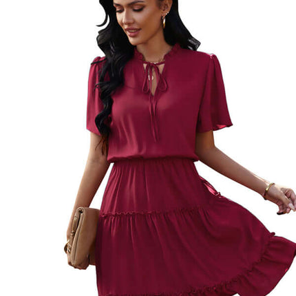Chic High Neck Ruffle Dress Relaxed Fit Women summer fashion