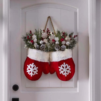 Christmas Glove Lighted Wreath for Door Window Holiday Decor outdoor setup