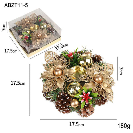 Christmas Metal Candle Holder Wreath – Pinecone & Artificial Leaf Candlestick Centerpiece for Holiday Home Table Decoration, christmas candle holder, holiday wreath decor, pinecone candlestick, festive table centerpiece, christmas home decoration, holiday