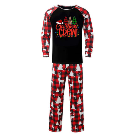 Christmas Parent Child Pajama Set Plaid Tree Print front full set view
