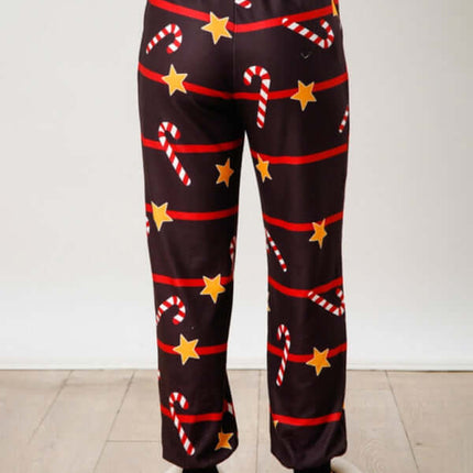 Christmas Print Button Long Sleeve Two Piece Lounge Set cozy winter indoor outfit