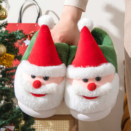 Christmas Santa Slippers – Warm Thick Sole Non-Slip Home Shoes for Men & Women