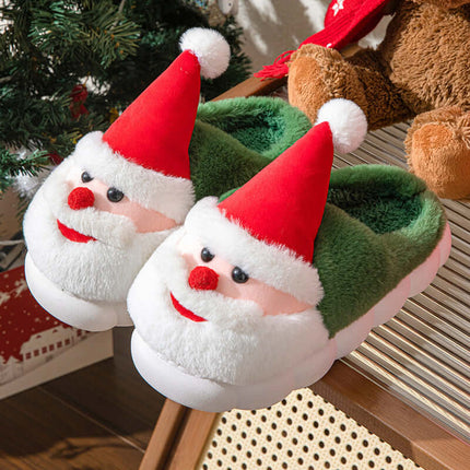 Christmas Santa Slippers – Warm Thick Sole Non-Slip Home Shoes for Men & Women