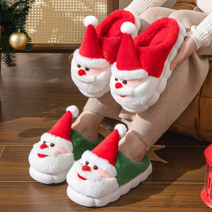 Christmas Santa Slippers – Warm Thick Sole Non-Slip Home Shoes for Men & Women