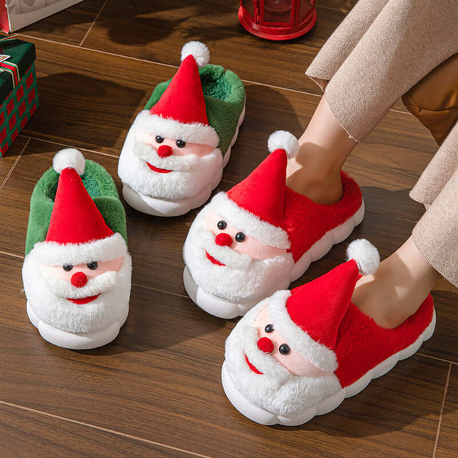 Christmas Santa Slippers – Warm Thick Sole Non-Slip Home Shoes for Men & Women
