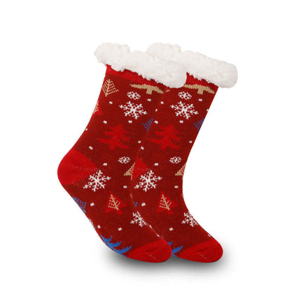 Christmas Thick Fleece Lined Room Socks holiday themed room footwear