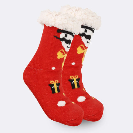 Christmas Thick Fleece Lined Room Socks festive fleece lining detail