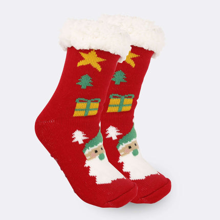 Christmas Thick Fleece Lined Room Socks cute seasonal sock design