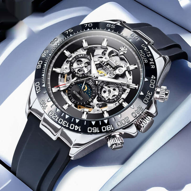 Classic Mechanical Multifunction Watch for Men bold dial