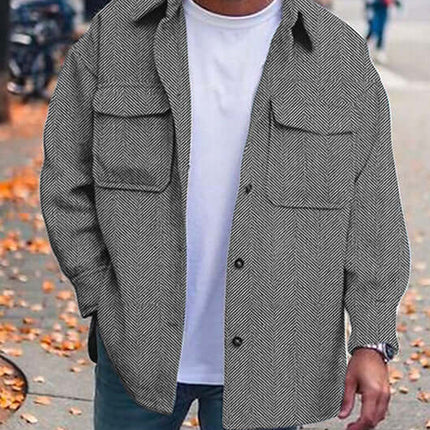 Coat Men Polo Collar Top Fashion Work Clothes Jacket size L chest 105.