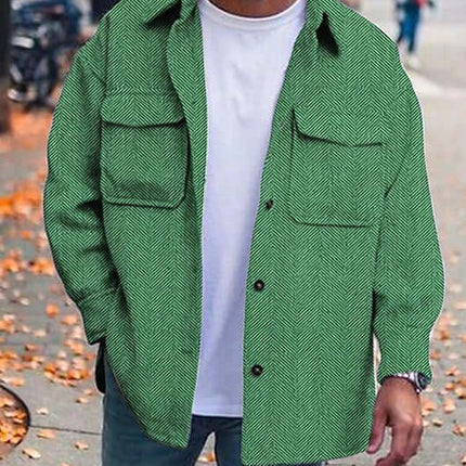 Coat Men Polo Collar Top Fashion Work Clothes Jacket size XL length 69.