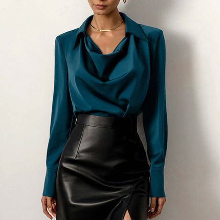 Collared Long Sleeve Shirts polyester fabric material.