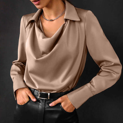 Collared Long Sleeve Shirts stylish work blouse.
