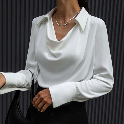 Collared Long Sleeve Shirts women fashion blouse.