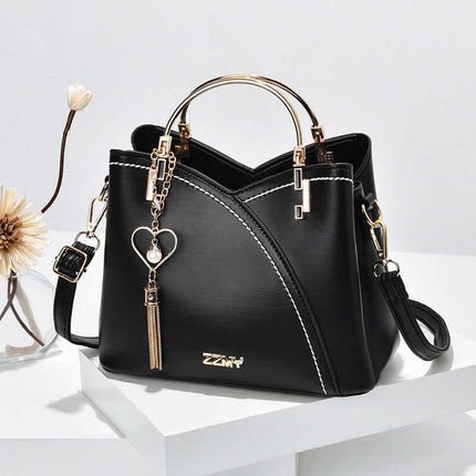 Color Block Handbag Love Tassel Decor Crossbody Bags red white business commute.