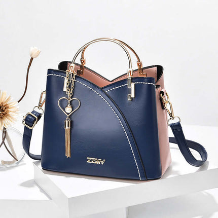 Color Block Handbag Love Tassel Decor Crossbody Bags yellow white horizontal square.