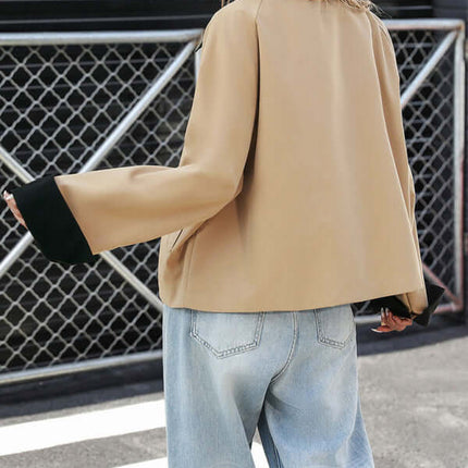 Contrast Color Short Thin Jacket for Women side angle look