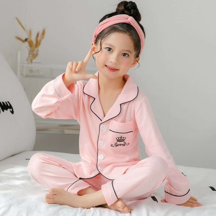 Cotton Pajamas for Children elastic waistband and cuffs for kids.