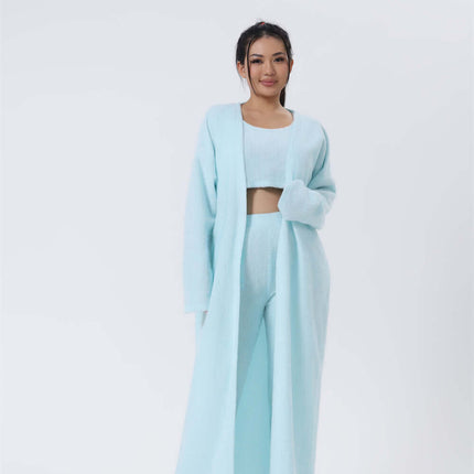 Cozy 3 Piece Winter Pajama Lounge Set elastic waist pants