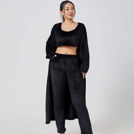 Cozy 3 Piece Winter Pajama Lounge Set white color