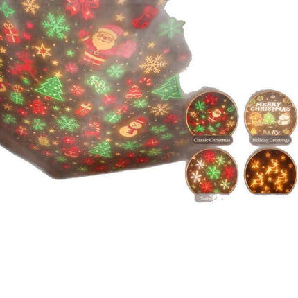 Cozy LED Star Projector Light Ceiling Night Lamp displaying vibrant Christmas-themed images and colors.