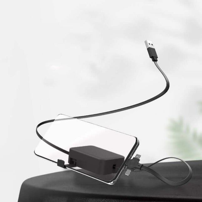Retractable 4 in 1 USB Cable for iPhone Type C phone stand feature