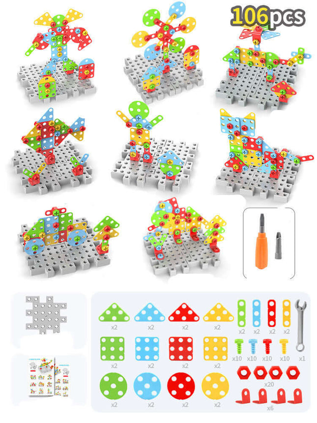 Creative Building Kits Educational Blocks sturdy puzzle board.