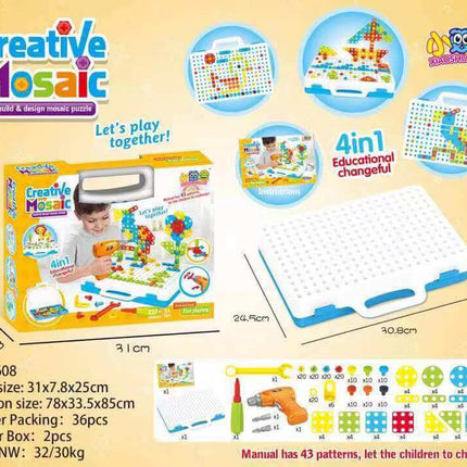 Creative Building Kits Educational Blocks toy set with colorful pieces and box design for kids engagement.
