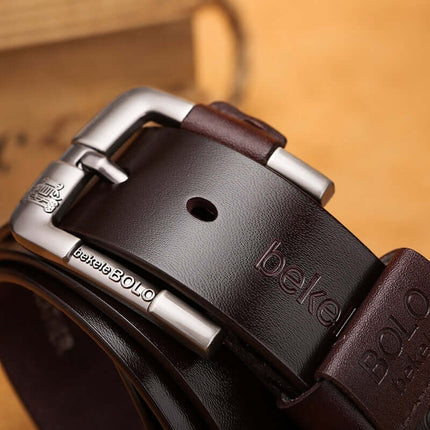 Creative Cowhide Pin Buckle Leather Belt for Men front view