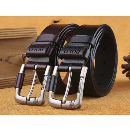 Creative Cowhide Pin Buckle Leather Belt for Men alloy pin buckle detail