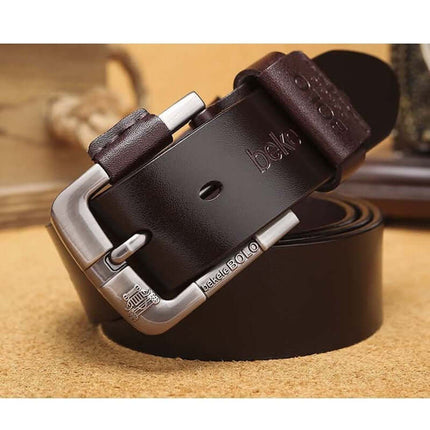 Creative Cowhide Pin Buckle Leather Belt for Men brown color option