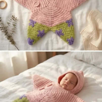 Crocheted Star Shaped Baby Bodysuit DIY Kit Star Inspired Baby Outfit