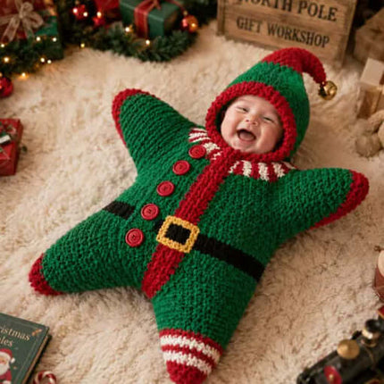 Crocheted Star Shaped Baby Bodysuit DIY Kit Crochet Star Pattern