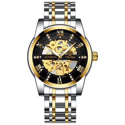 Hollow Automatic Mechanical Waterproof Watch for Men crown detail