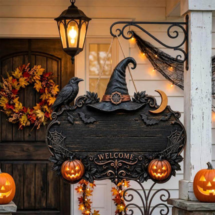 Custom Halloween Witch Welcome Door Sign Plaque Festive Home Accent