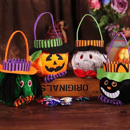 Cute Halloween Pumpkin Candy Bag Portable Gift Basket Spooky Pumpkin Design
