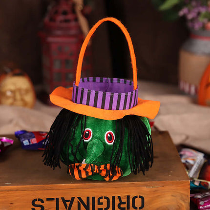 Cute Halloween Pumpkin Candy Bag Portable Gift Basket Convenient Carry Handle