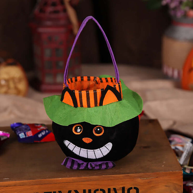 Cute Halloween Pumpkin Candy Bag Portable Gift Basket Fun Trick Or Treat Accessory